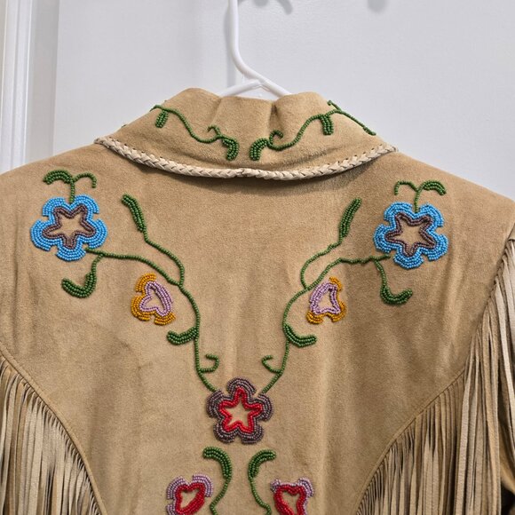 Amazing Floral Beaded Suede Leather Coat Dress by Diamond Leathers - Picture 10 of 12